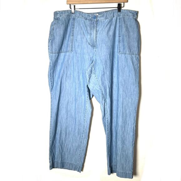 Talbots light wash wide leg elastic waist jeans size 18 B92 - Picture 1 of 5